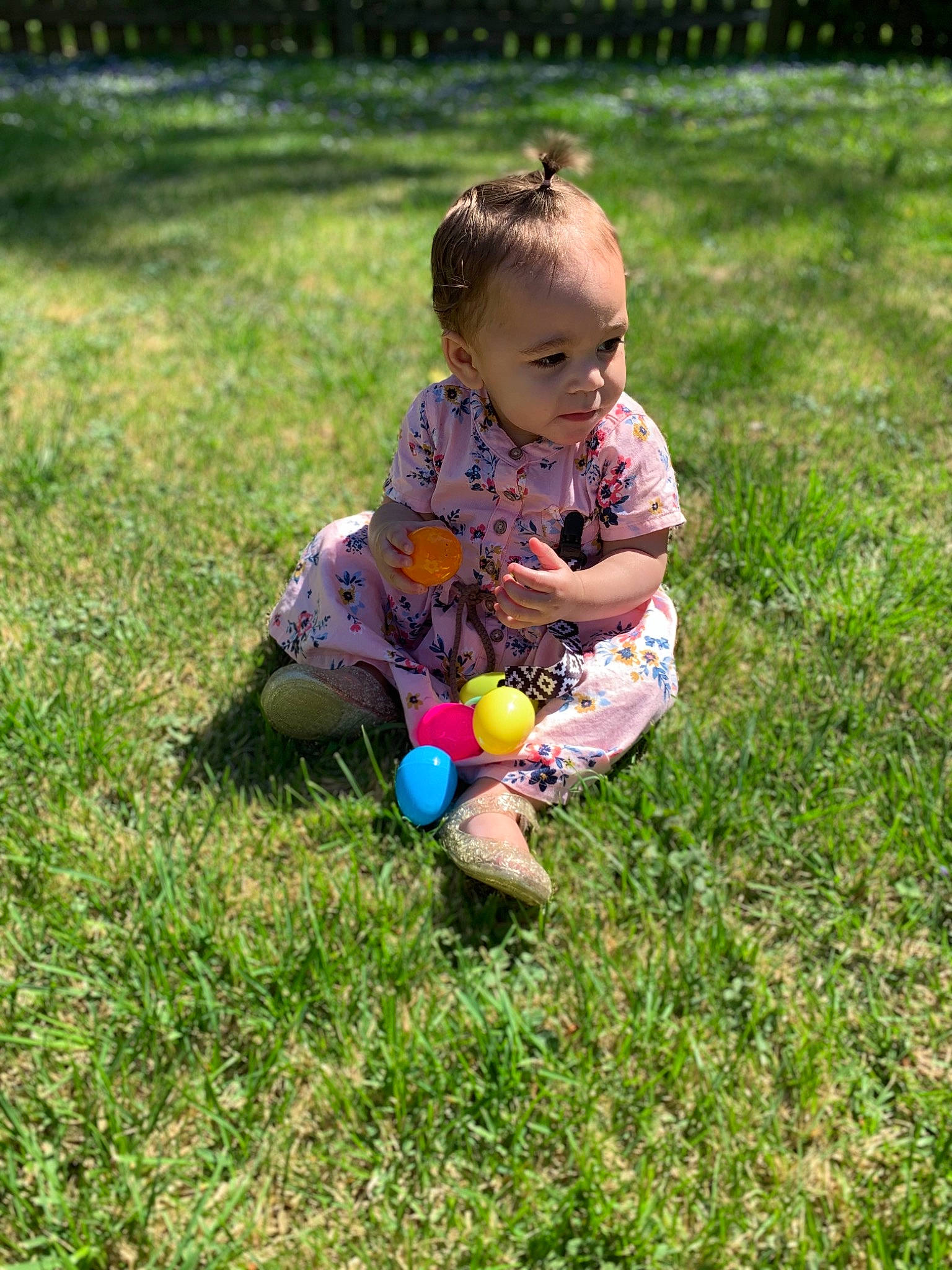 Maisyn joined the competition — help win amazing prizes! baby, child, grass, meadow, person, play, sitting, toddler