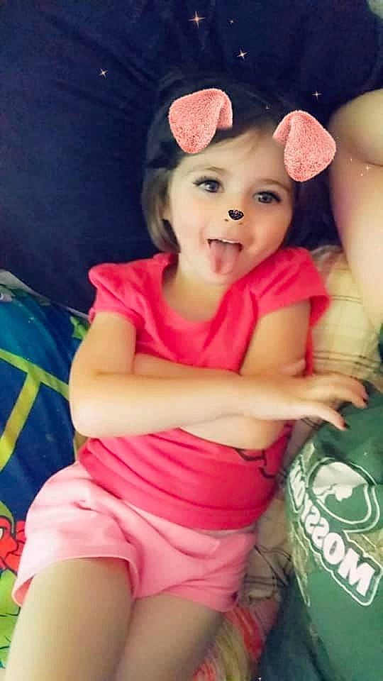 Maeleigh joined the competition — help win amazing prizes! abdomen, black_hair, cheek, child, ear, leg, person, pink, smile, thigh, toddler, trunk