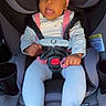 baby, car_interior, car_seat, child, clothing, cute, expression, footwear, headband, indoors, infant, person, pink, portrait, safety, seat, seatbelt, strap, toddler, white