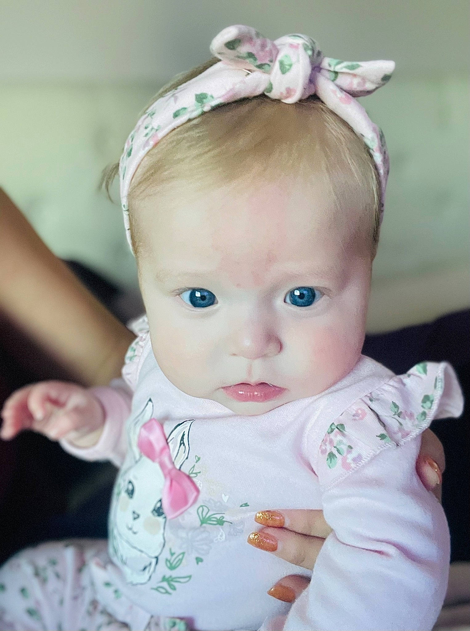 Kylie Mae is registered to the contest to win money with this photo: baby, baby_toddler_clothing, cheek, child, dress, eye, eyebrow, eyelash, hairstyle, happy, head, headband, headgear, headpiece, iris, lip, person, pink, skin, sleeve