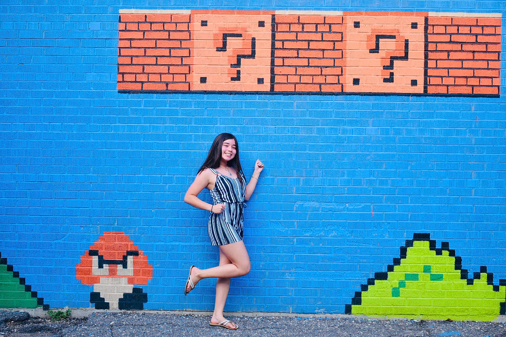 Krystal joined the competition — help win amazing prizes! aqua, azure, blue, brick, dress, fashion, grass, happy, joy, leisure, line, orange, pattern, people_in_nature, person, plant, rectangle, red, smile, street_fashion