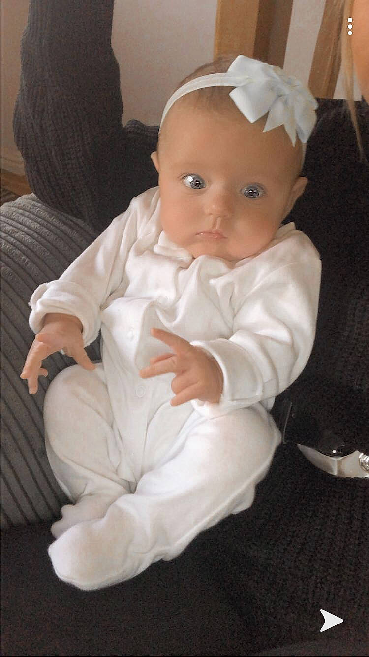 Amelia Grace joined the competition — help win amazing prizes! arm, baby, baby_toddler_clothing, cheek, child, dress, eye, head, joint, leg, person, product, sitting, skin, smile, toddler, white