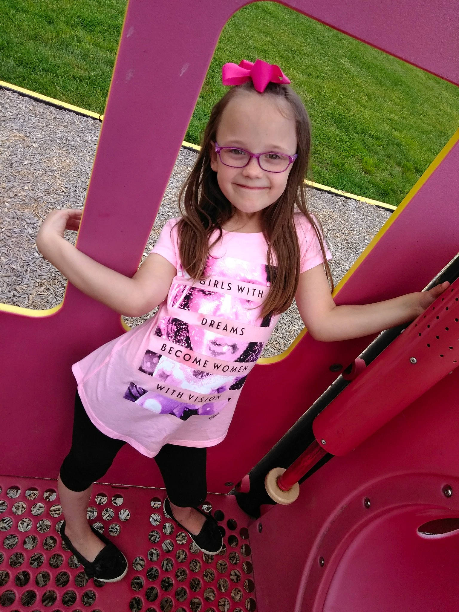 Jillian is registered to the contest to win money with this photo: beauty, child, child_model, fun, happy, joy, magenta, outdoor_play_equipment, person, photography, pink, plant, play, playground, public_space, purple, red, smile, summer, violet