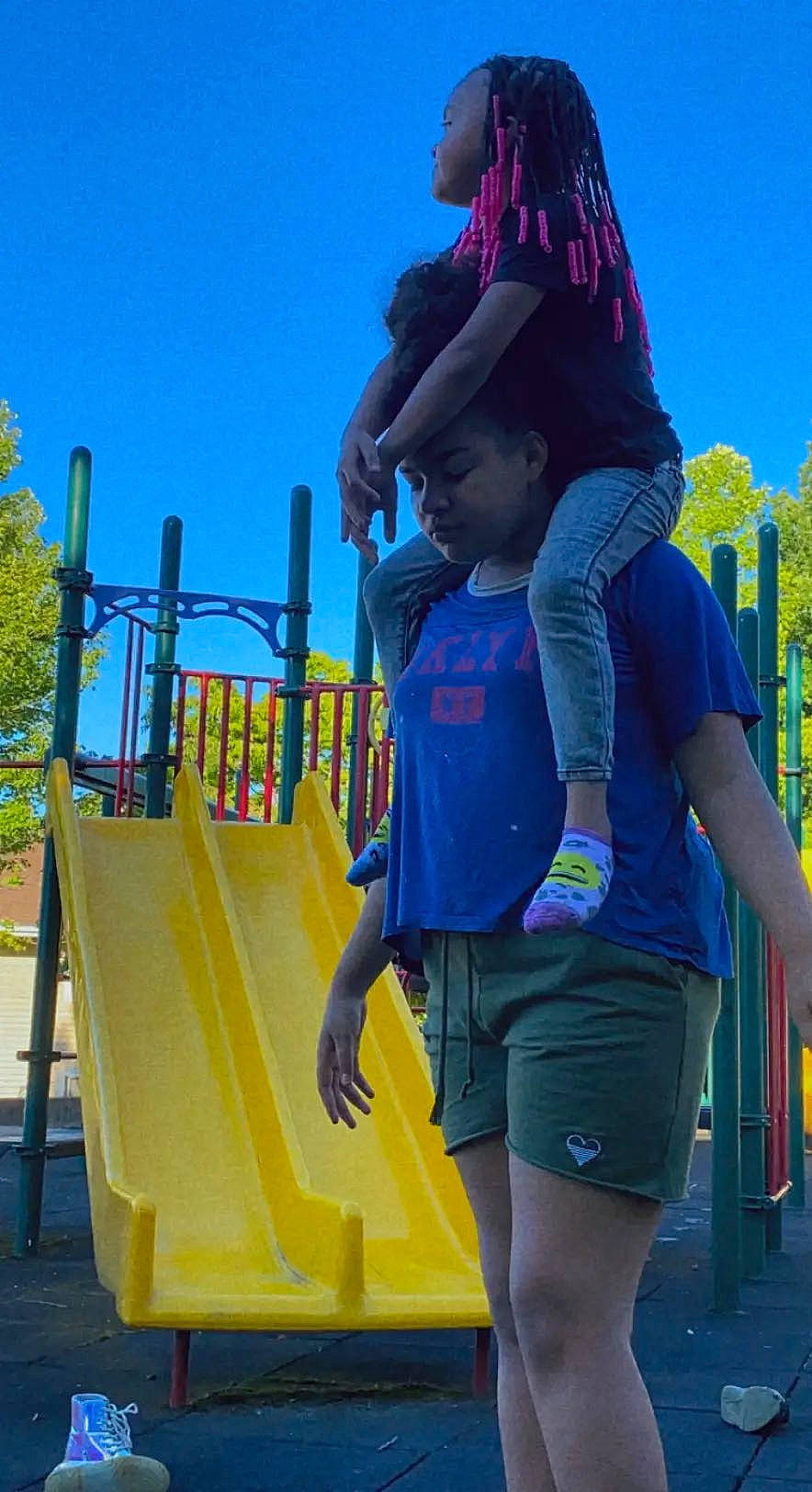 Aaliyah joined the competition — help win amazing prizes! child, chute, city, electric_blue, fun, happy, hat, human, human_leg, leisure, magenta, person, playground_slide, recreation, shorts, sky, street_fashion, t_shirt, thigh, travel