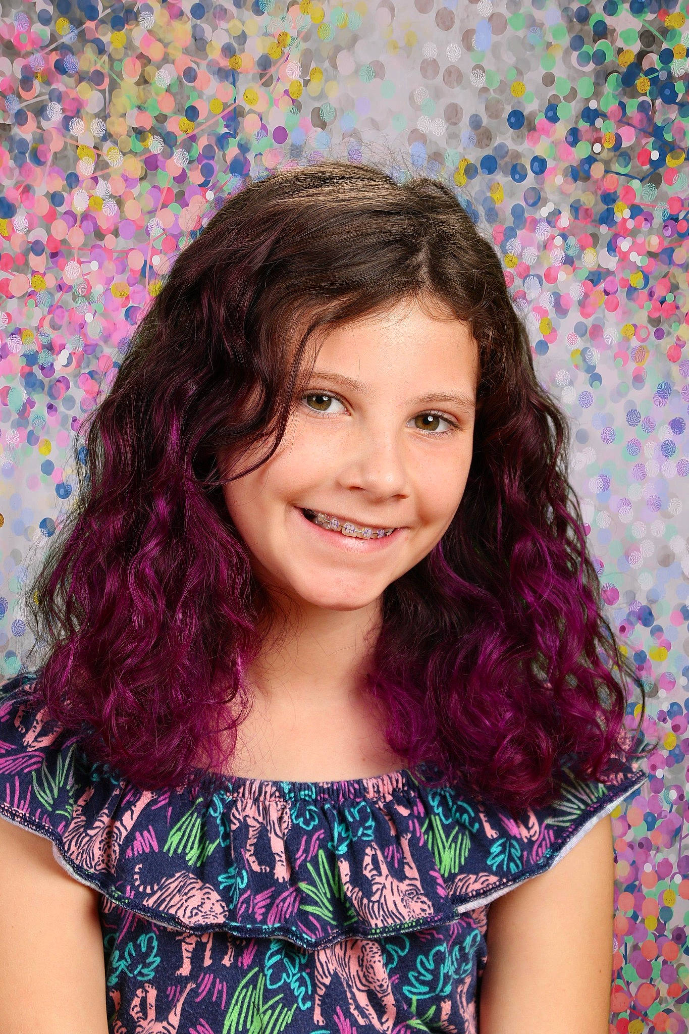 Riley joined the competition — help win amazing prizes! beauty, black_hair, cheek, child, chin, eye, eyebrow, eyelash, flash_photography, hairstyle, happy, iris, joy, lip, magenta, person, pink, purple, skin, sleeve