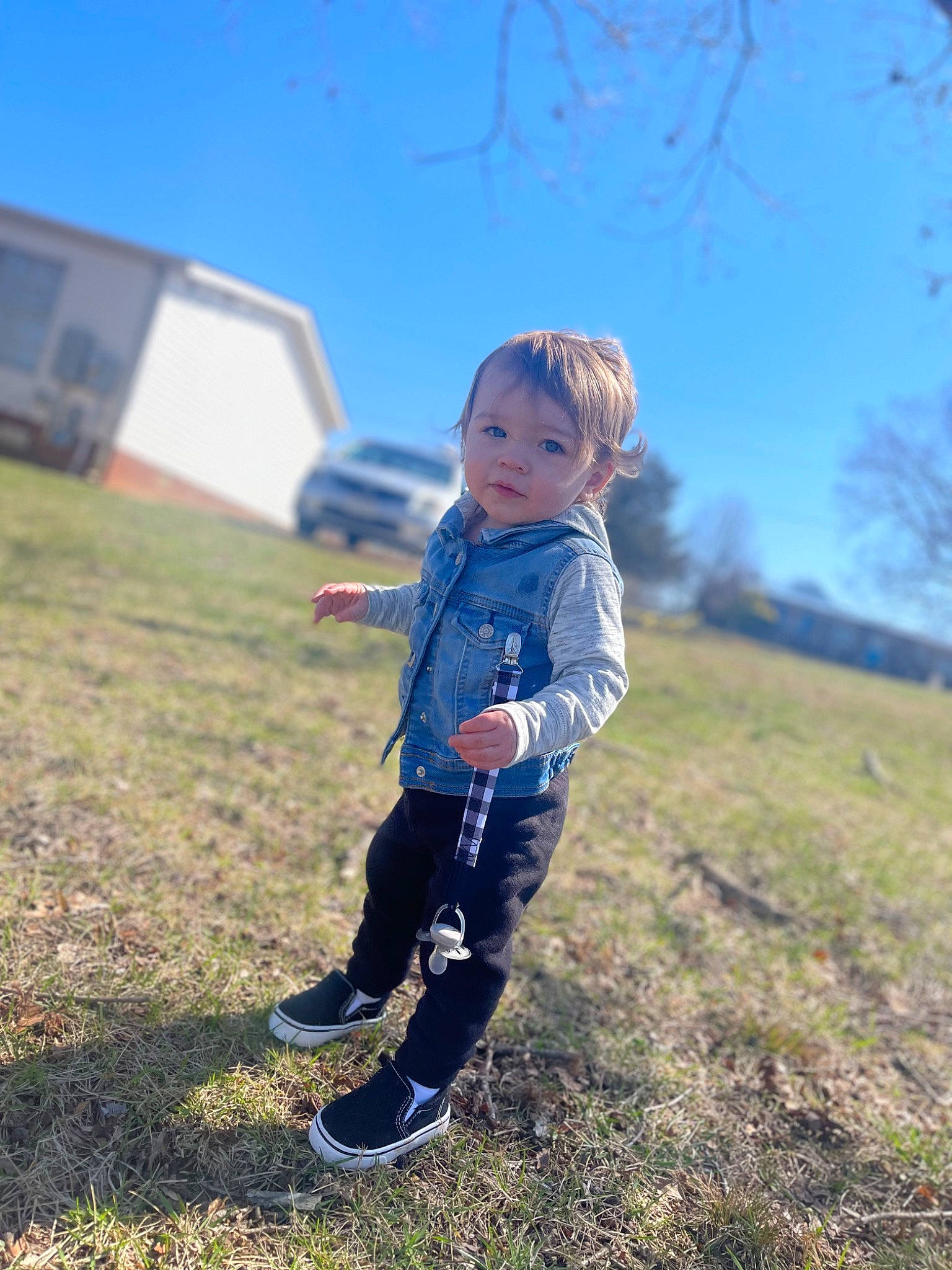 Colton joined the competition — help win amazing prizes! boot, child, electric_blue, fun, grass, grass_family, grassland, happy, landscape, leaf, leisure, people_in_nature, person, plant, prairie, recreation, sky, spring, standing, toddler
