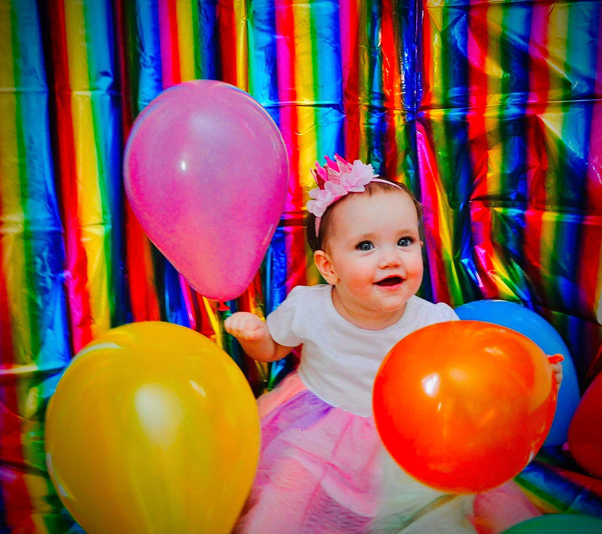 Brynlee joined the competition — help win amazing prizes! balloon, child, fun, happy, joy, party, party_supply, person, play, smile, toddler, toy