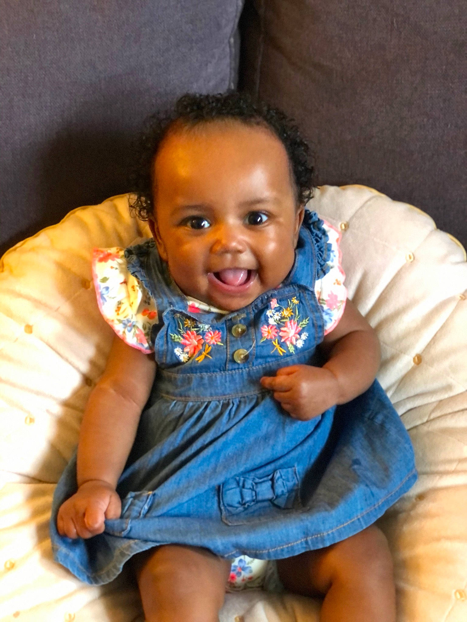 Halo joined the competition — help win amazing prizes! baby, baby_toddler_clothing, cheek, child, comfort, dress, flash_photography, fun, hair, happy, human_body, iris, lip, mouth, nose, person, purple, skin, sleeve, smile