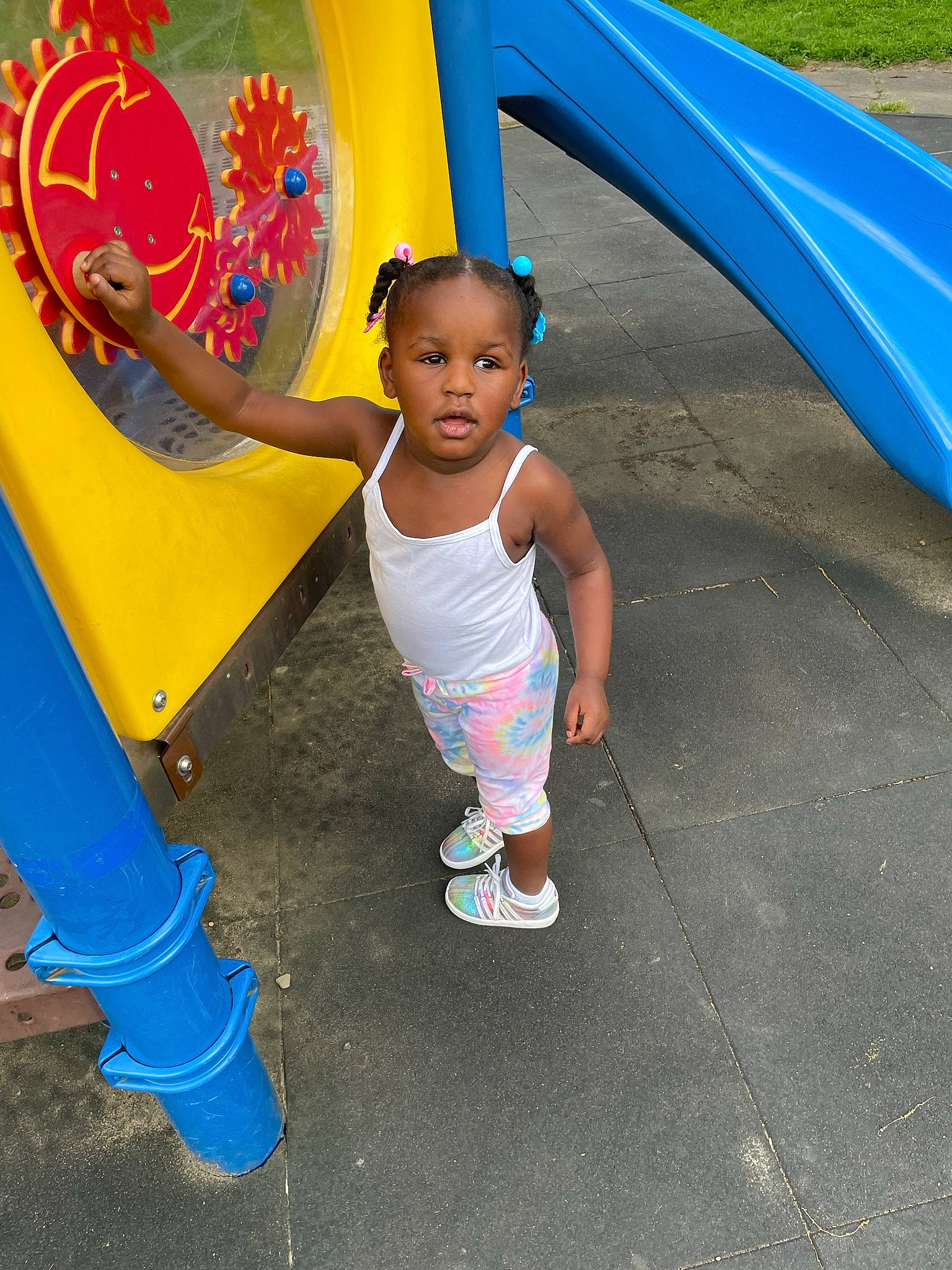Xylyn joined the competition — help win amazing prizes! baby_toddler_clothing, blue, child, chute, city, clothing, electric_blue, fun, happy, leisure, outdoor_play_equipment, person, pink, play, playground, playground_slide, recreation, shade, t_shirt, tints_and_shades