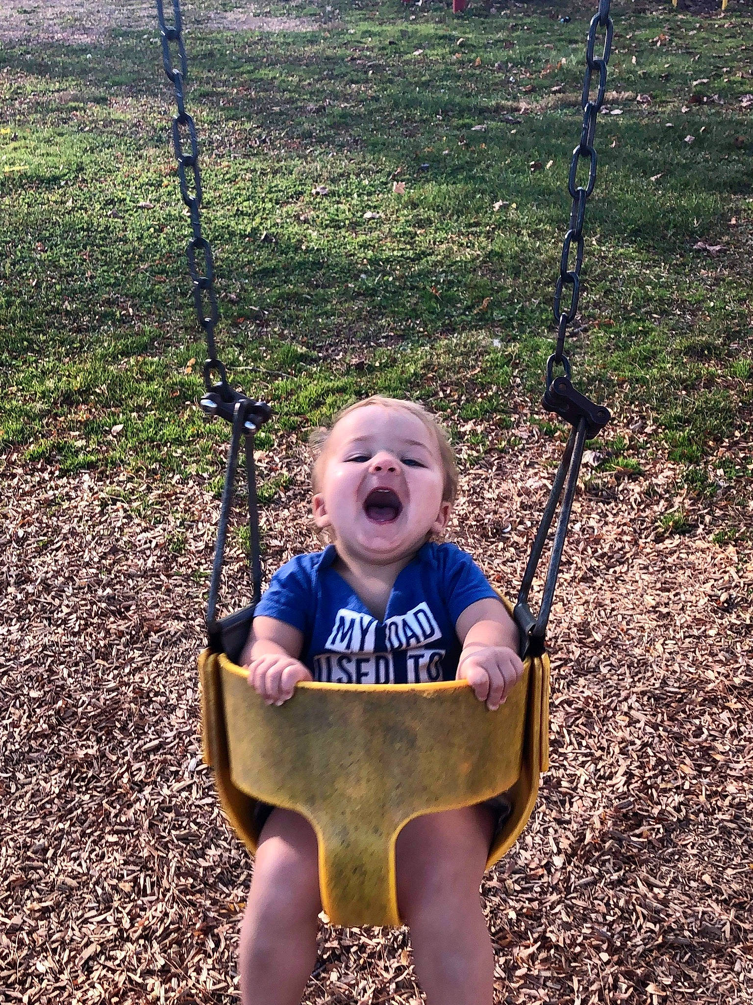 Grayson Tyler joined the competition — help win amazing prizes! baby, beauty, child, city, electric_blue, fun, grass, happy, head, human_settlement, leisure, outdoor_play_equipment, people_in_nature, person, playground, public_space, recreation, smile, swing, toddler