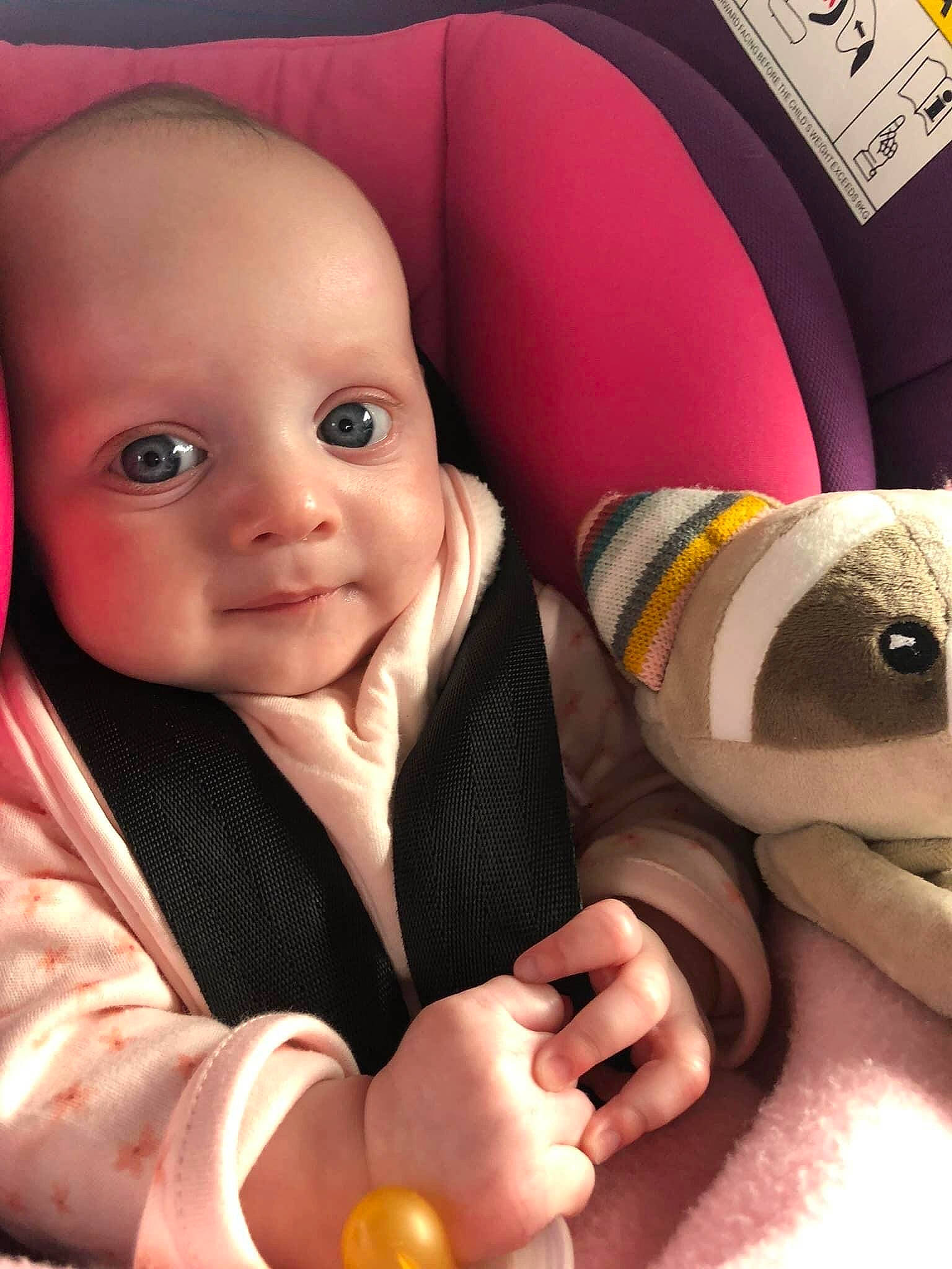 Ivy Mellissa is registered to the contest to win money with this photo: arm, baby, cheek, comfort, eye, facial_expression, finger, gesture, hand, mammal, mouth, nail, nose, person, product, skin, smile, textile, thumb, toddler