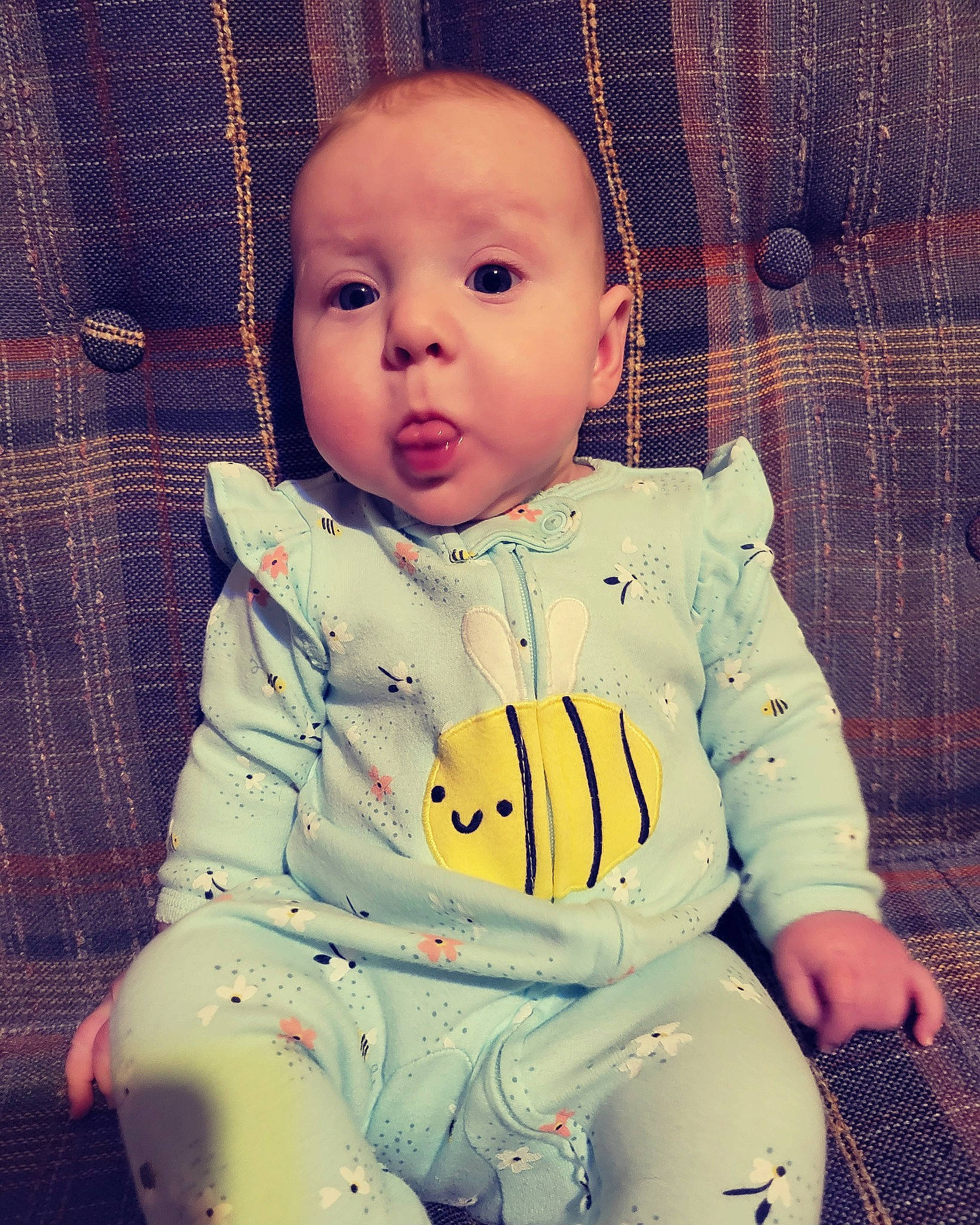 Adrianna is registered to the contest to win money with this photo: baby, baby_toddler_clothing, beauty, cheek, child, collar, comfort, cool, eye, eyebrow, happy, iris, lip, nose, organ, outerwear, person, skin, sleeve, tartan
