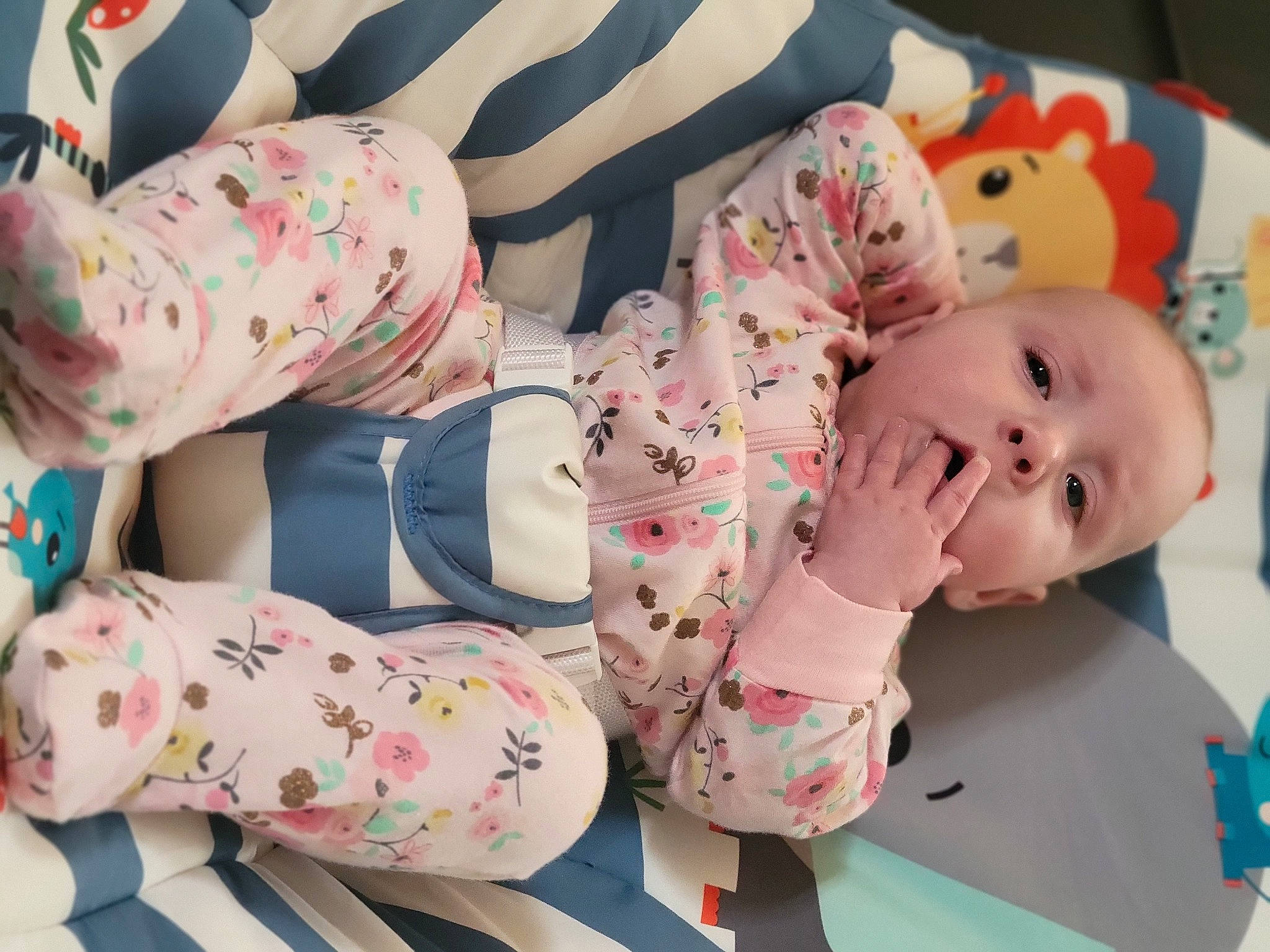 Adrianna joined the competition — help win amazing prizes! baby, baby_products, baby_toddler_clothing, carmine, child, comfort, dress, foot, human_body, human_leg, linens, pattern, person, pink, room, sitting, skin, sleeve, textile, thigh