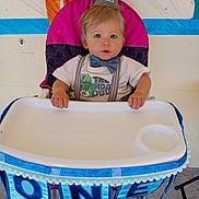 Noah joined the competition — help win amazing prizes! baby, banner, birthday, blue_eyes, bow_tie, celebration, child, cute, decorations, face, footwear, hands, high_chair, indoor, one_year_old, party, party_hat, shirt, smile, suspenders