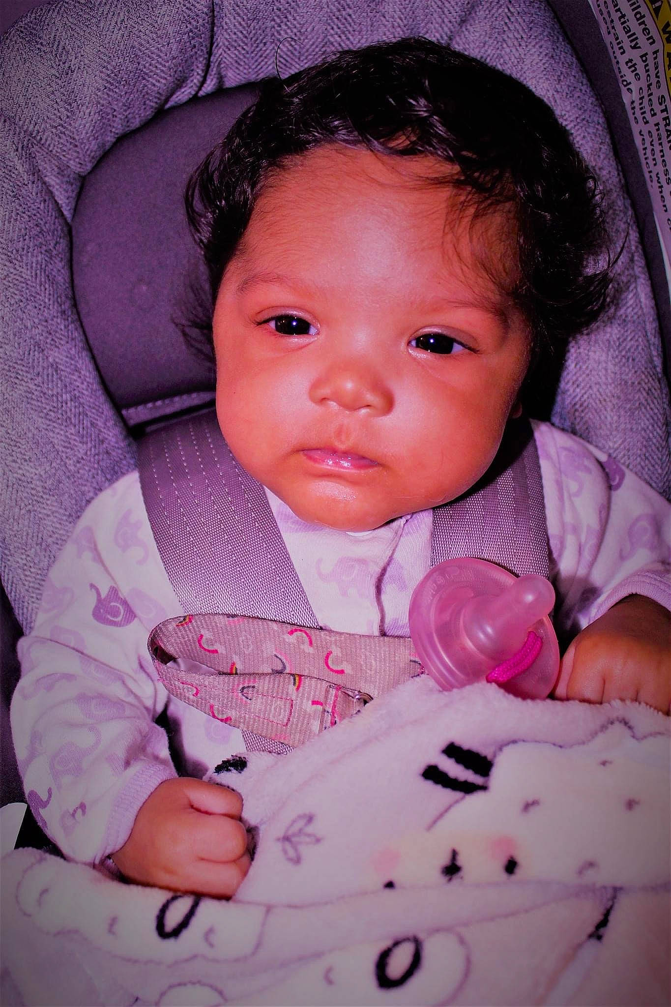 Keziah joined the competition — help win amazing prizes! baby, baby_toddler_clothing, cheek, chin, clothing, eye, eyebrow, eyelash, human_body, iris, lip, mouth, nose, outerwear, person, pink, product, skin, sleeve, textile