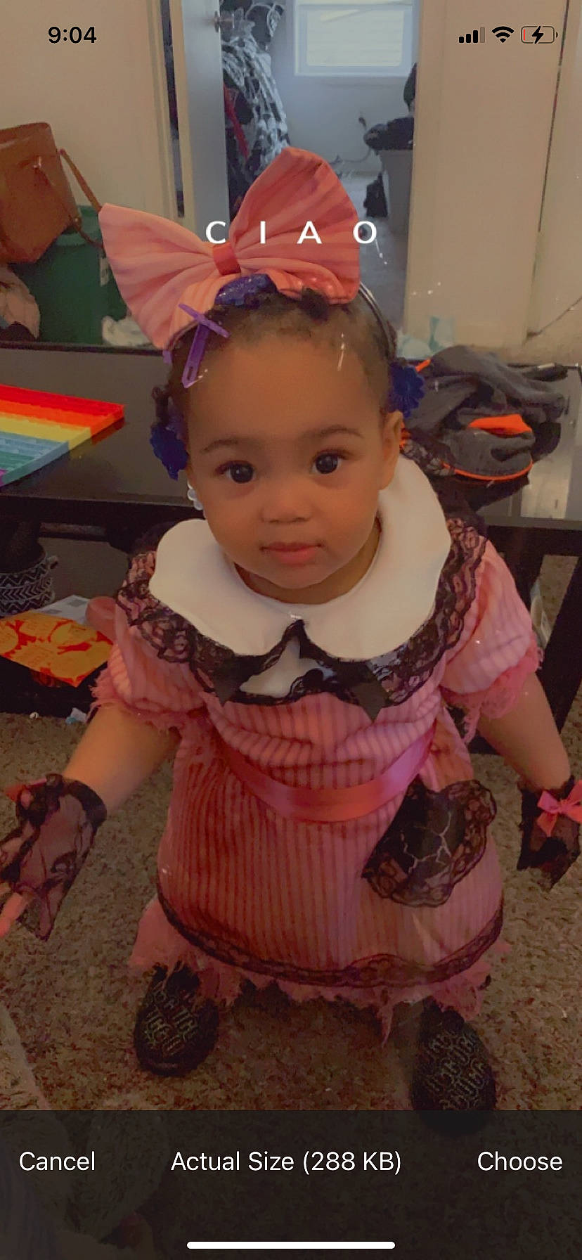 Ayanna joined the competition — help win amazing prizes! baby, baby_toddler_clothing, cheek, child, costume, event, fashion_accessory, fun, happy, head, headband, headpiece, pattern, person, personal_protective_equipment, pink, purple, room, sitting, skin