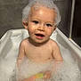 Tiago participe au concours pour gagner de l'argent avec cette photo : baby, child, toddler, bath, bathtub, foam, bubbles, bathroom, toy, playful, happy, cute, skin, water, wet, head, face, smile, indoor, young