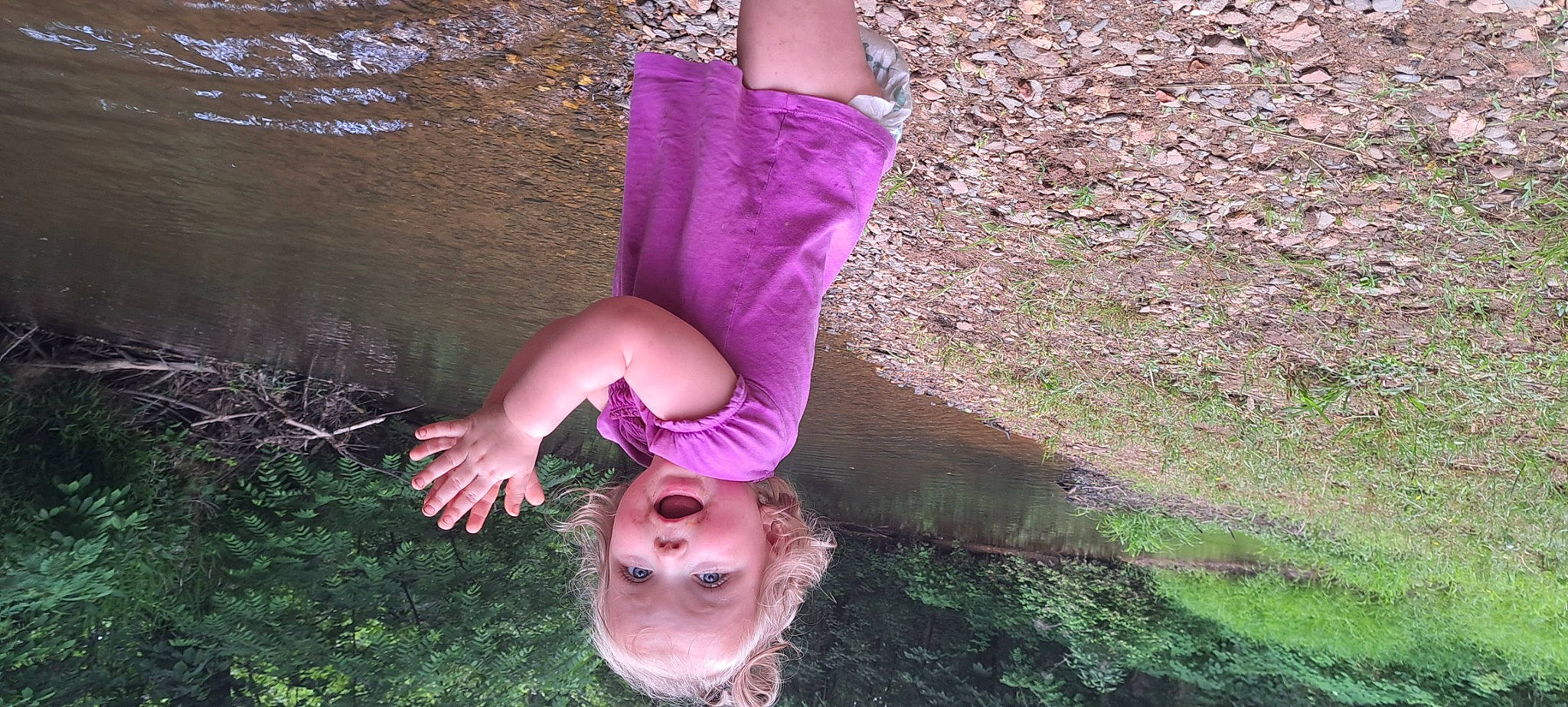 Payton joined the competition — help win amazing prizes! balance, blond, child, fun, grass, happy, human_leg, knee, leisure, magenta, people_in_nature, person, pink, plant, purple, smile, sportswear, thigh, waist, water