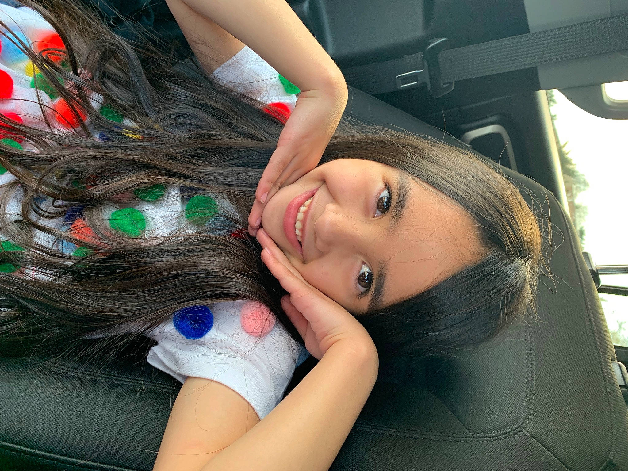 Elani is registered to the contest to win money with this photo: automotive_design, black_hair, cool, eye, eyebrow, eyelash, finger, flash_photography, fun, gesture, grass, hair, happy, iris, joy, lip, mouth, neck, person, shoulder