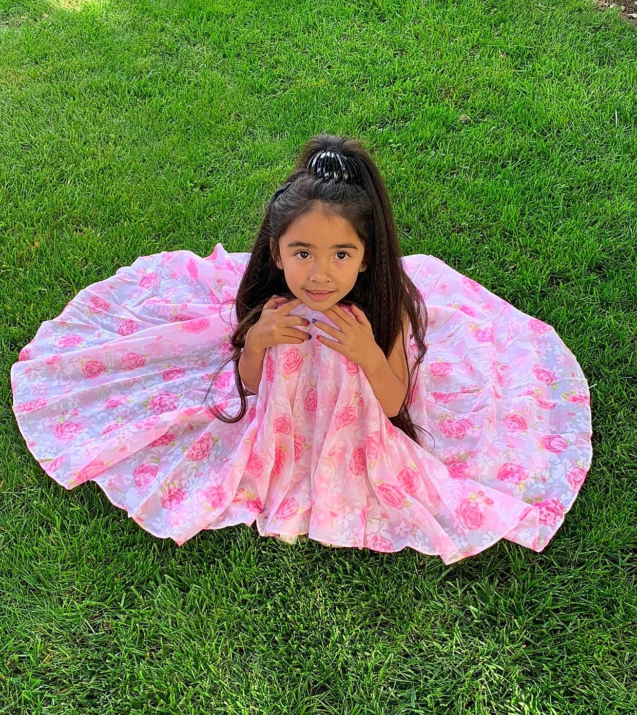 Elani joined the competition — help win amazing prizes! black_hair, botany, dress, eye, fashion_accessory, fun, grass, grass_family, grassland, happy, joy, lawn, leaf, leisure, long_hair, magenta, meadow, people_in_nature, person, pink