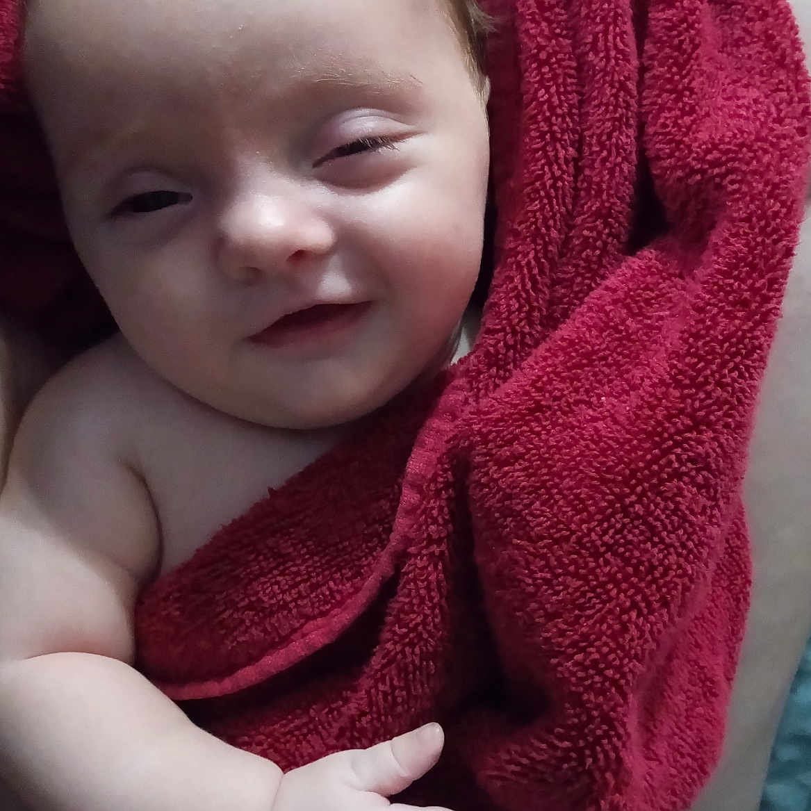 Charlie joined the competition — help win amazing prizes! baby, bathtowel, blanket, bodypart, face, finger, hand, happy, head, newborn, person, photography, portrait, quilt, smile, towel