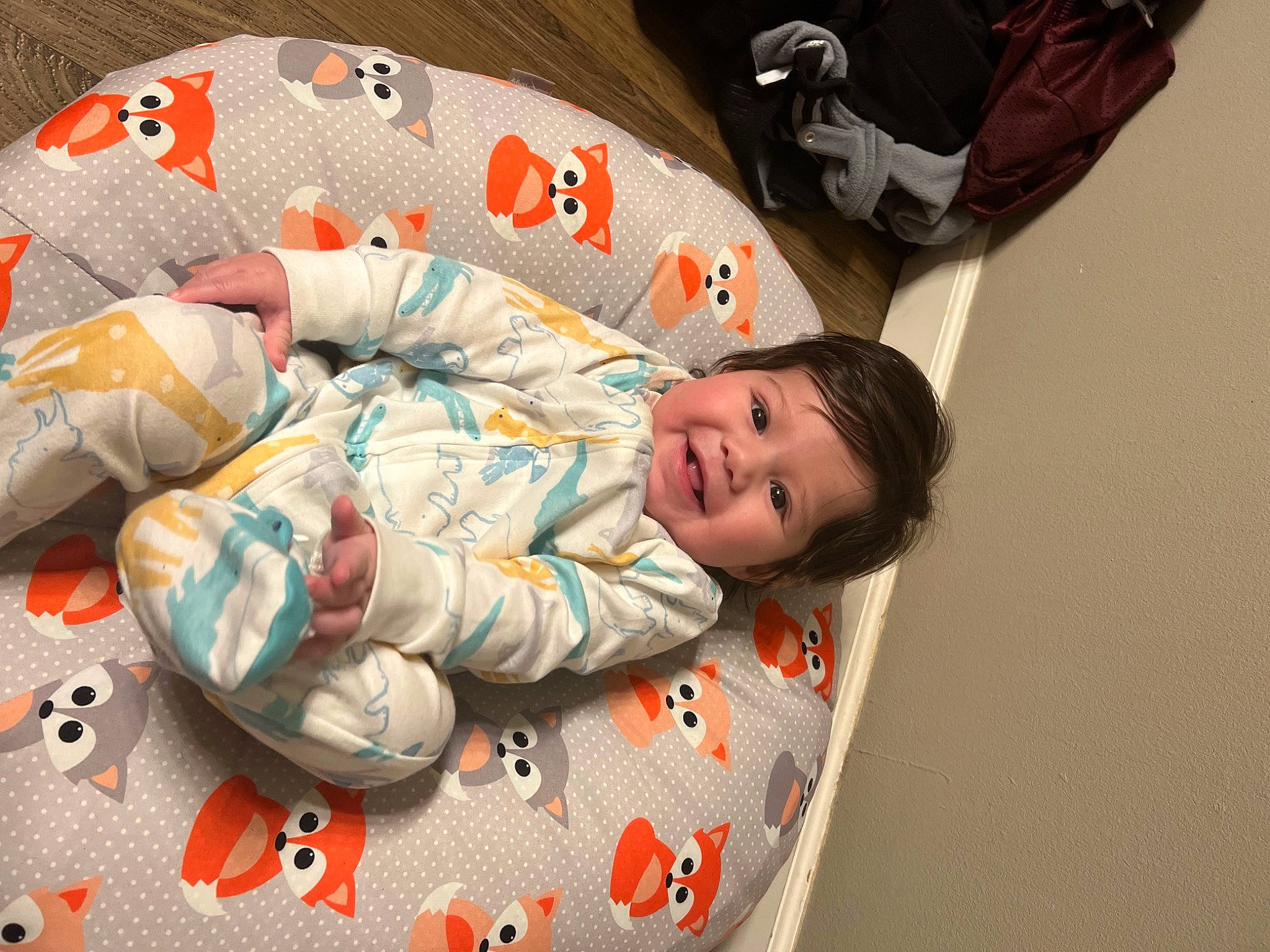 Kylen joined the competition — help win amazing prizes! baby, baby_products, baby_toddler_clothing, bedtime, carmine, child, comfort, flooring, fun, happy, joy, linens, nap, nightwear, pattern, person, room, sitting, sleep, sleeve