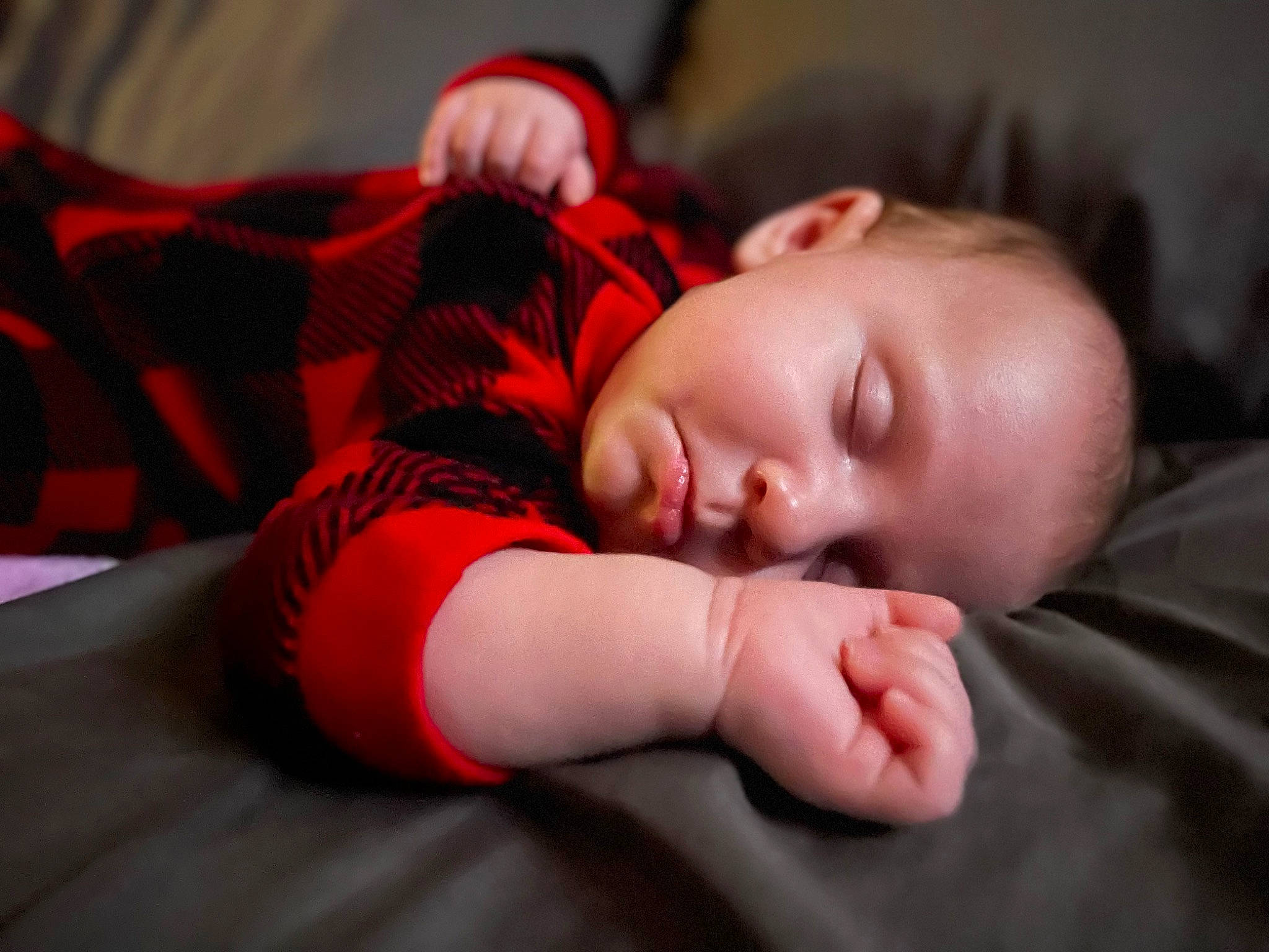 Maddison joined the competition — help win amazing prizes! baby, baby_toddler_clothing, carmine, cheek, child, comfort, elbow, flash_photography, flesh, flooring, human_leg, pattern, person, plaid, portrait_photography, room, sitting, sleeve, tartan, toddler