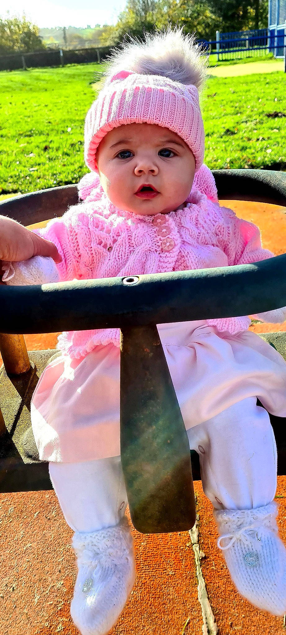 Cienna is registered to the contest to win money with this photo: baby, baby_products, baby_toddler_clothing, beanie, bonnet, cheek, child_model, headwear, knit_cap, knitting, person, pink, toddler, wool, woolen