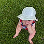Sage joined the competition — help win amazing prizes! baby, child, grass, hat, white_hat, outdoor, green, nature, sitting, barefoot, cute, infant, summer, playtime, sunhat, one_person, young_child, wearing_clothes, looking_up, finger_in_mouth