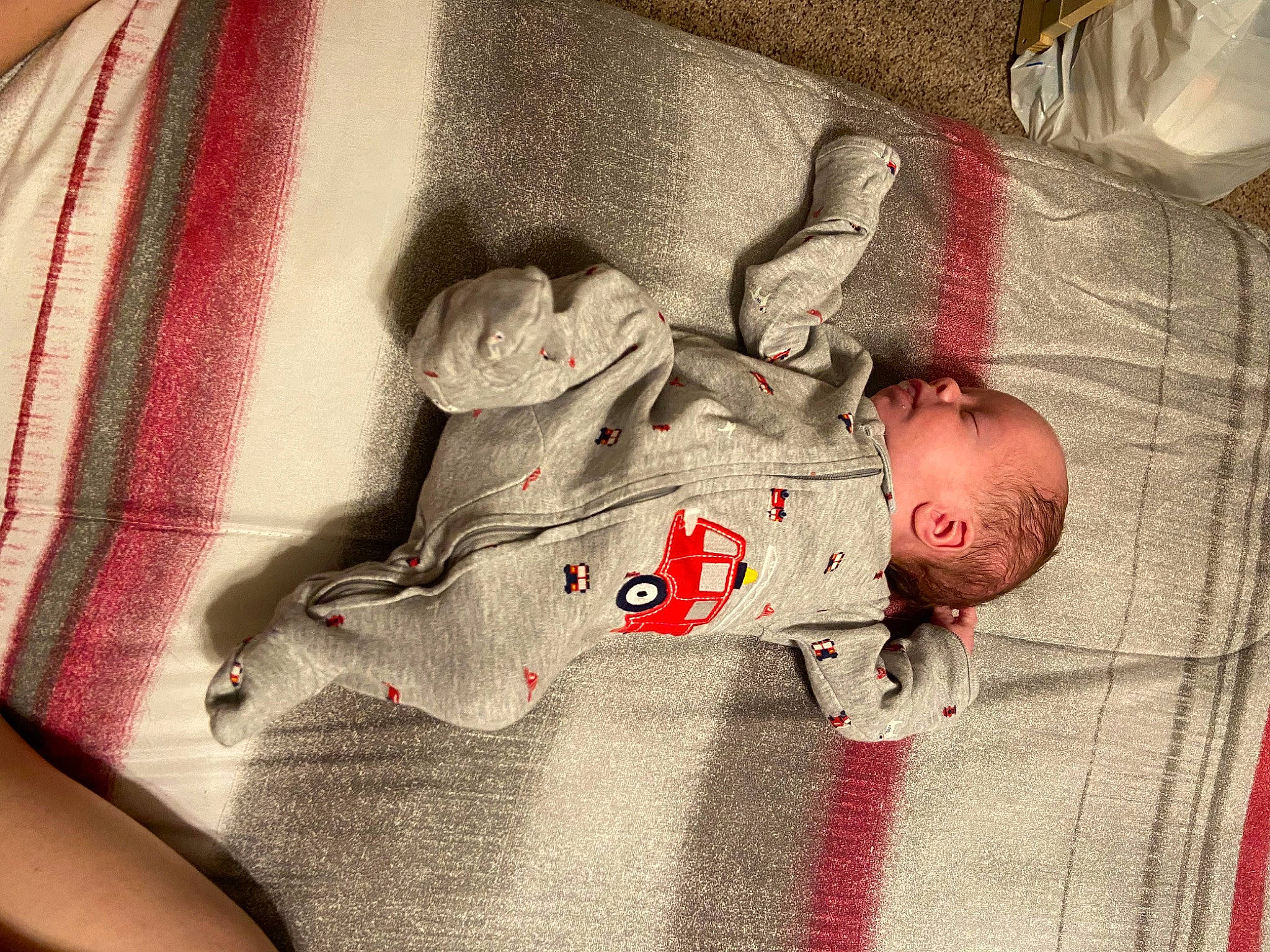 Tobias joined the competition — help win amazing prizes! baby, baby_products, baby_sleeping, baby_toddler_clothing, bedding, bedtime, carmine, child, comfort, grey, infant_bed, linens, mouth, person, product, red, room, sleeve, t_shirt, textile