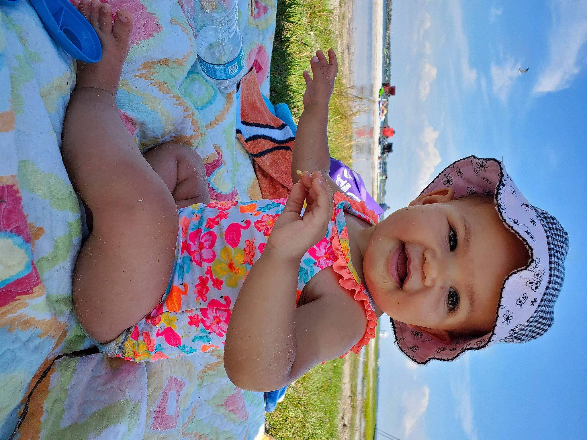 Beau joined the competition — help win amazing prizes! arm, azure, child, cloud, facial_expression, finger, fun, happy, headwear, human, human_body, leisure, organ, people_in_nature, person, pink, skin, sky, summer, sunlight