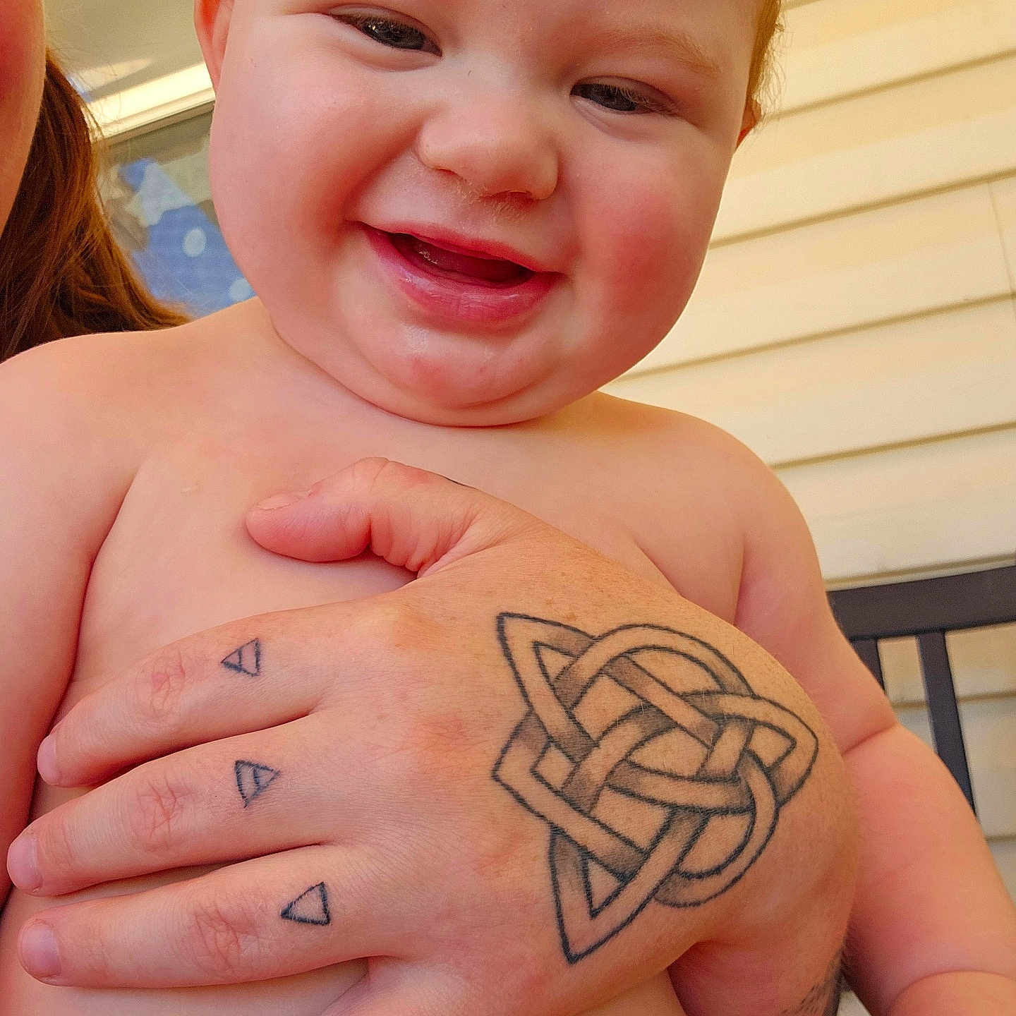 Karter joined the competition — help win amazing prizes! accessories, adult, baby, bodypart, face, female, finger, hand, happy, head, laughing, mouth, person, photography, portrait, skin, smile, tattoo, teeth, woman