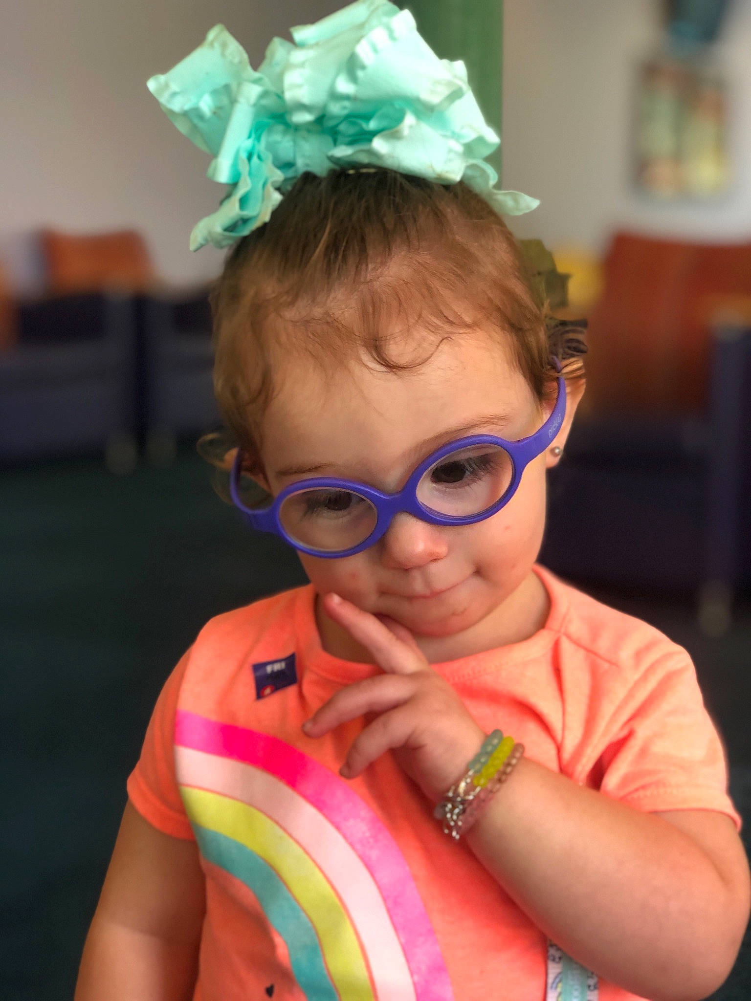 Eliana is registered to the contest to win money with this photo: baby, child, ear, eyewear, fashion_accessory, fun, glasses, goggles, hair_accessory, head, headband, headgear, party_supply, person, personal_protective_equipment, pink, summer, sunglasses, toddler, vacation