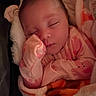 baby, sleeping, blanket, pajamas, cozy, infant, soft, cute, child, face, peaceful, warm, indoors, rest, comfort, newborn, wrapped, closed_eyes, small_hands, cute_animal_print