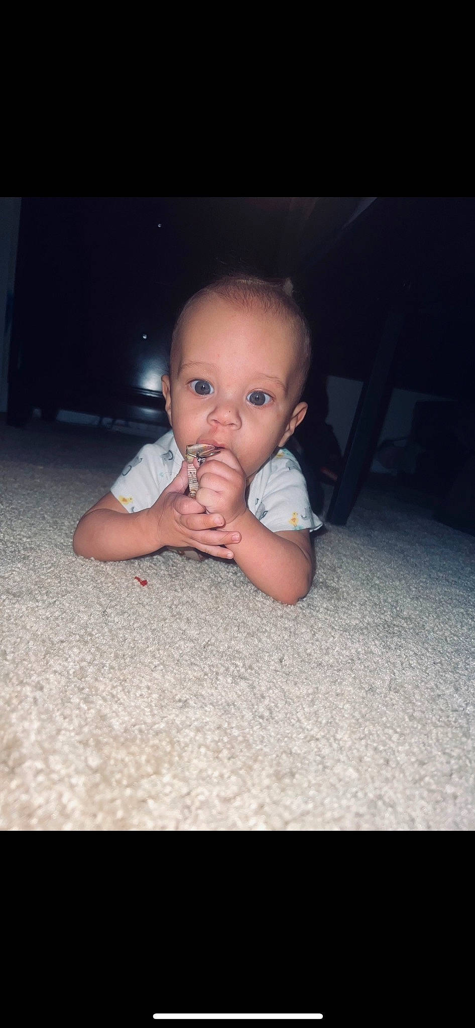 Jayden joined the competition — help win amazing prizes! baby, baby_toddler_clothing, cheek, child, crawling, darkness, finger, flash_photography, floor, flooring, fun, happy, human_body, lip, nose, person, sitting, skin, tints_and_shades, toddler