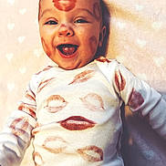 Savannah joined the competition — help win amazing prizes! baby, blanket, bow, cheeks, child, cozy, cute, hair_bow, happy, hearts, infant, kisses, lip_prints, lipstick_marks, lying_down, onesie, open_mouth, portrait, smile, tongue
