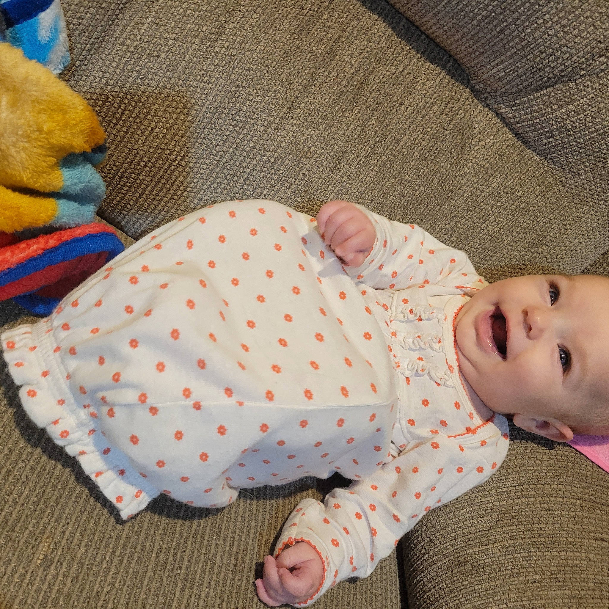 Amelia joined the competition — help win amazing prizes! baby, baby_products, baby_sleeping, baby_toddler_clothing, child, collar, comfort, linens, pattern, person, sleeve, stuffed_toy, textile, toddler, toy