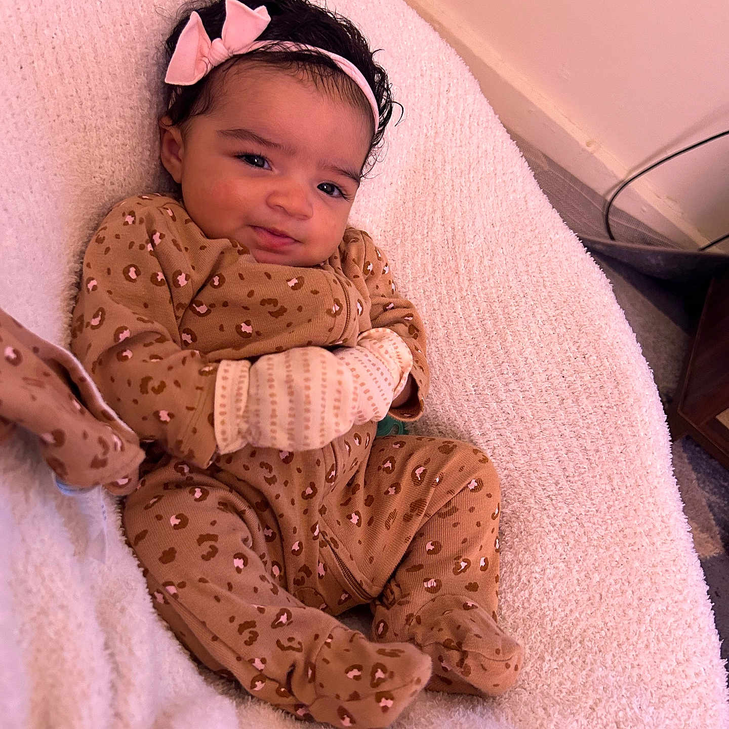 Damaris joined the competition — help win amazing prizes! baby, blanket, bonnet, clothing, couch, cushion, dress, face, furniture, happy, hat, head, homedecor, newborn, pajamas, person, photography, portrait, sitting, smile