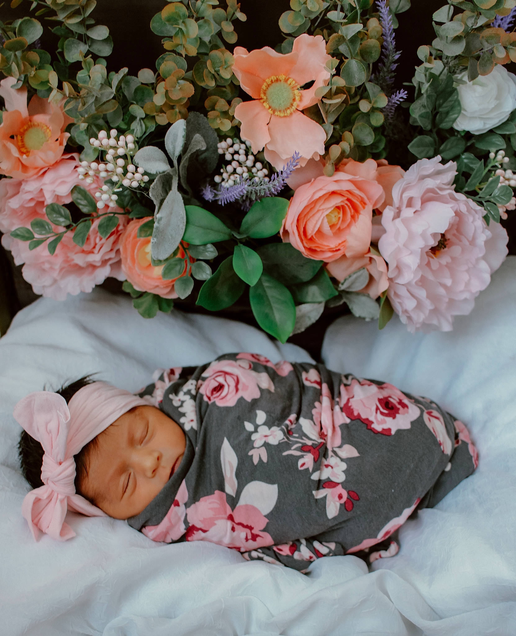 Amani joined the competition — help win amazing prizes! baby, comfort, creative_arts, cut_flowers, fashion_accessory, flower, flower_arranging, flowering_plant, groundcover, headwear, pattern, peach, person, petal, pink, plant, rose, rose_family, rose_order, sleeve