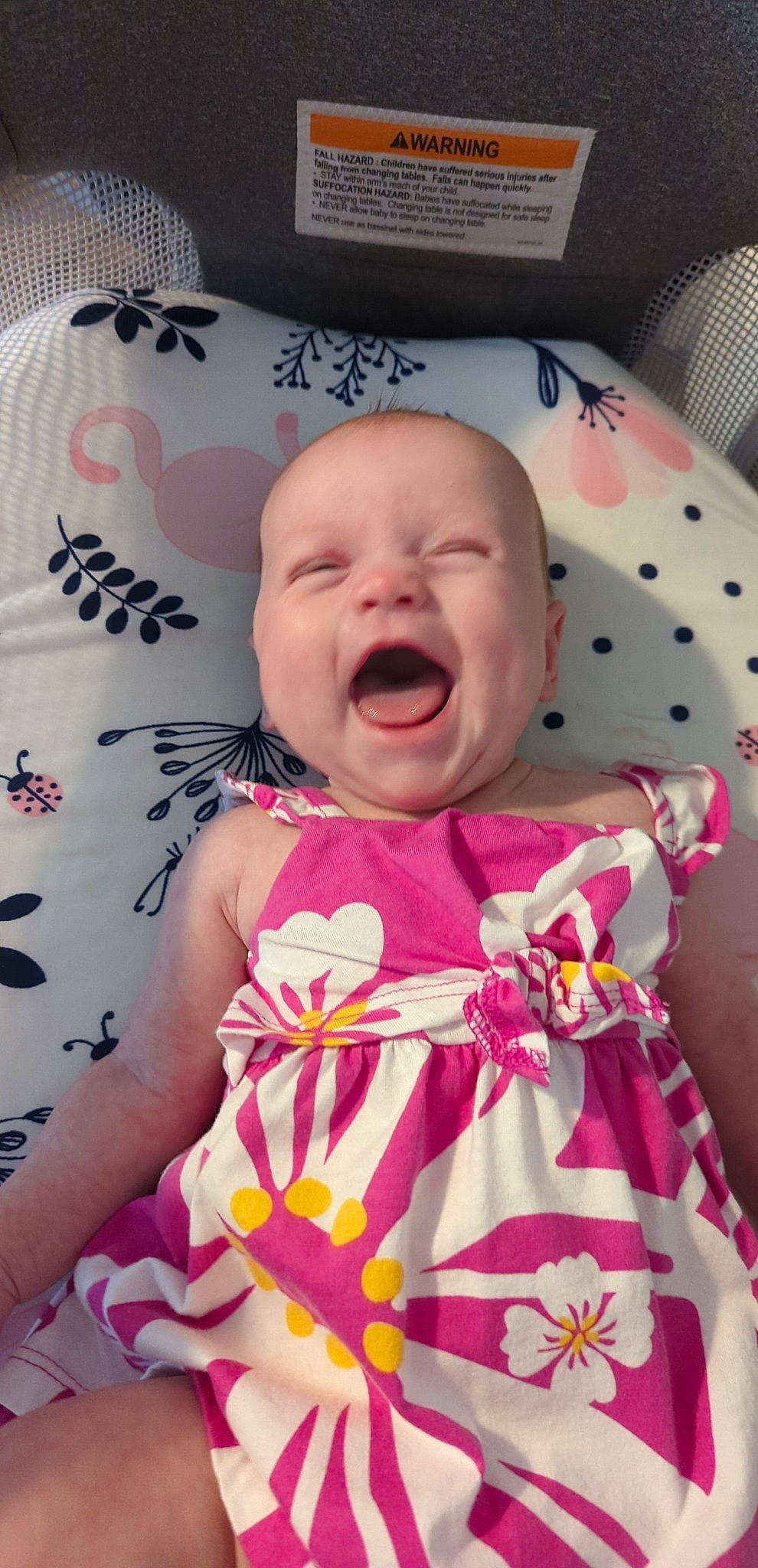 Kira joined the competition — help win amazing prizes! baby, baby_products, baby_toddler_clothing, cheek, child, comfort, dress, fun, happy, magenta, mouth, pattern, person, pink, skin, sleeve, smile, t_shirt, textile, toddler
