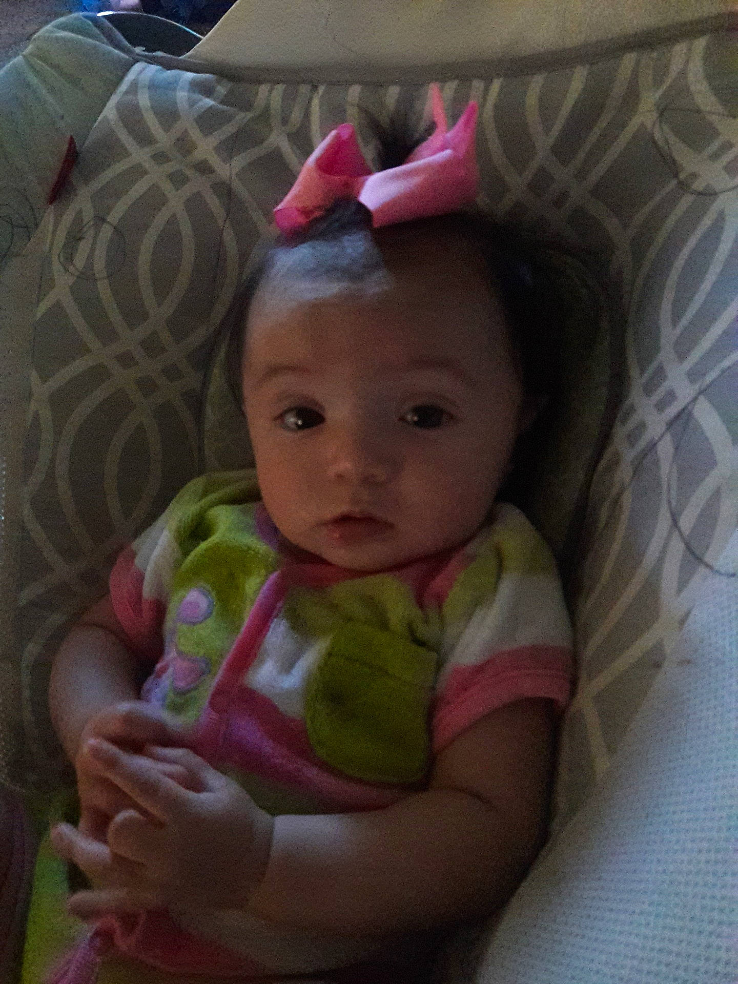 Lilly'Anna is registered to the contest to win money with this photo: cheek, child, day, ear, eye, face, fun, girl, hair_accessory, head, infant, iris, mouth, pink, product, skin, toddler