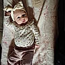 Juniper joined the competition — help win amazing prizes! baby, infant, child, two_months, portrait, lying_down, floral_blanket, bow_headband, baby_clothing, patterned_shirt, pants, pink, wooden_sign, milestone_photo, face, eyes, indoors, nursery, soft_blanket, photography