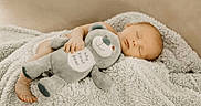 Julian joined the competition — help win amazing prizes! baby, sleeping, plush_toy, bear, blanket, soft_texture, infant, cuddle, cozy, peaceful, child, toddler, comfort, rest, cute, bedtime, indoor, portrait, toy, warm