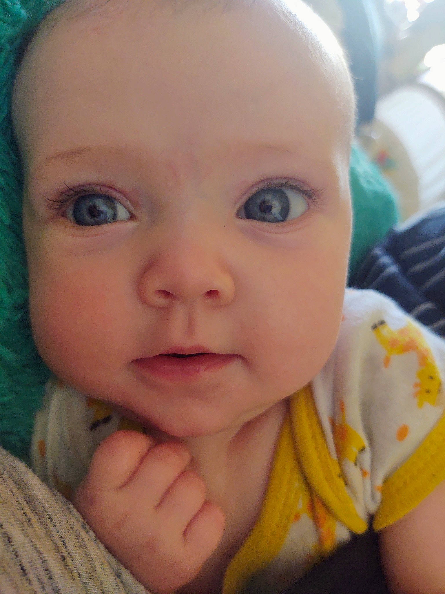 Delaney is registered to the contest to win money with this photo: baby_toddler_clothing, blue, cheek, chin, ear, eye, eyebrow, eyelash, forehead, hairstyle, hand, happy, iris, lip, mouth, nose, organ, person, product, skin