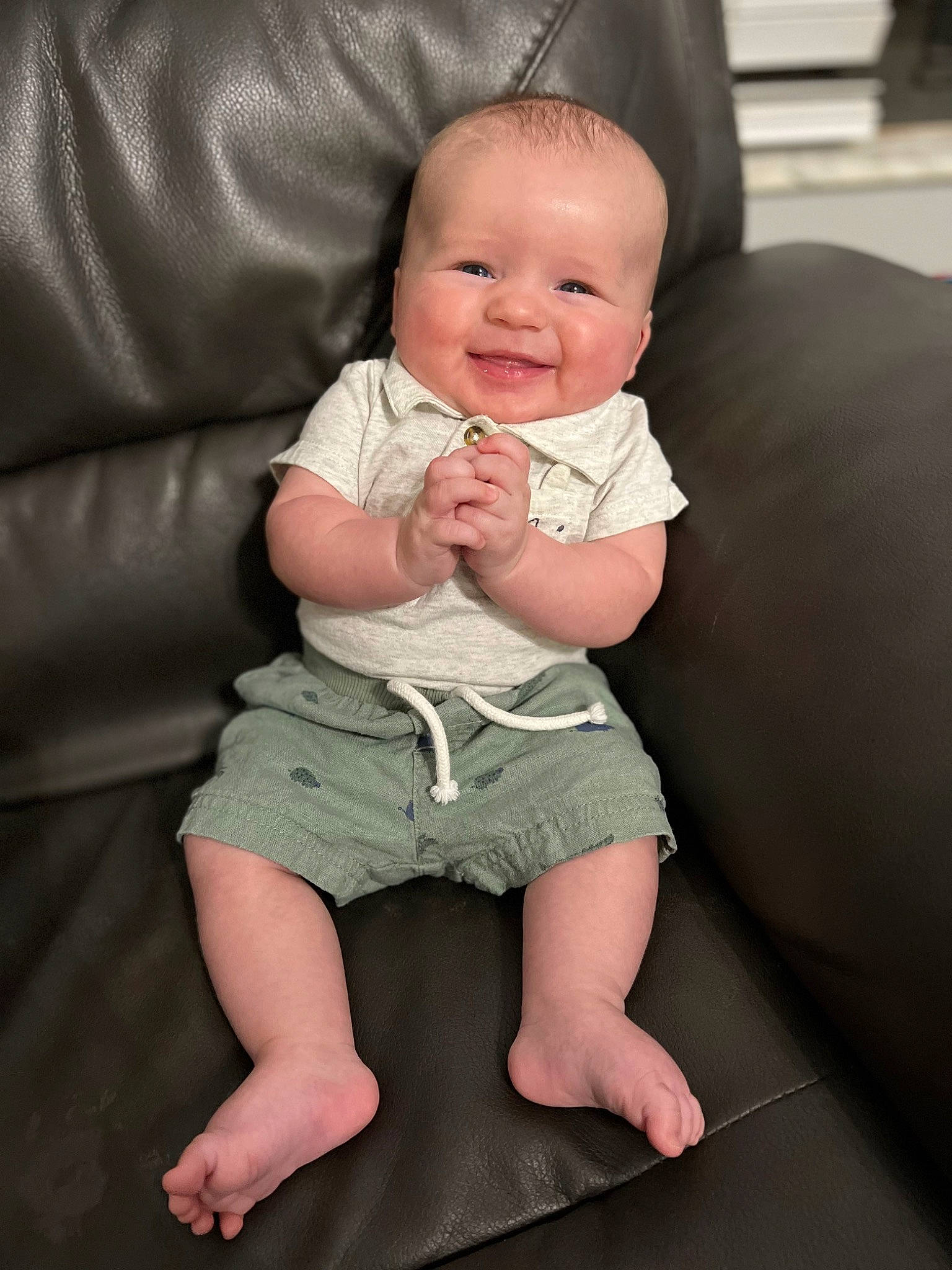 Harrison joined the competition — help win amazing prizes! arm, baby, baby_toddler_clothing, cheek, child, comfort, eye, face, flash_photography, hand, happy, head, human_body, human_leg, joy, knee, leg, person, skin, sleeve