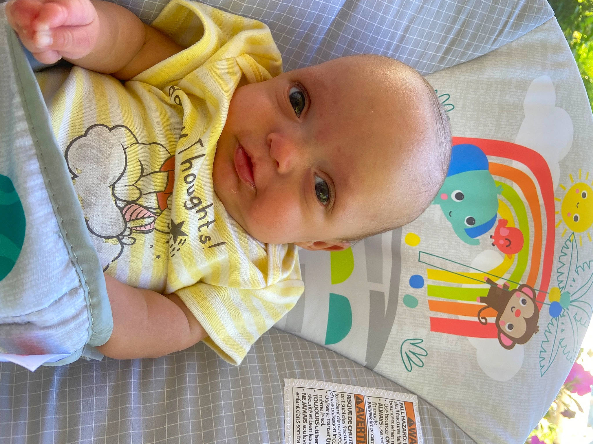 Calypso is registered to the contest to win money with this photo: art, baby, baby_products, baby_safety, baby_toddler_clothing, cheek, child, face, fun, grass, happy, linens, pattern, person, room, skin, toddler