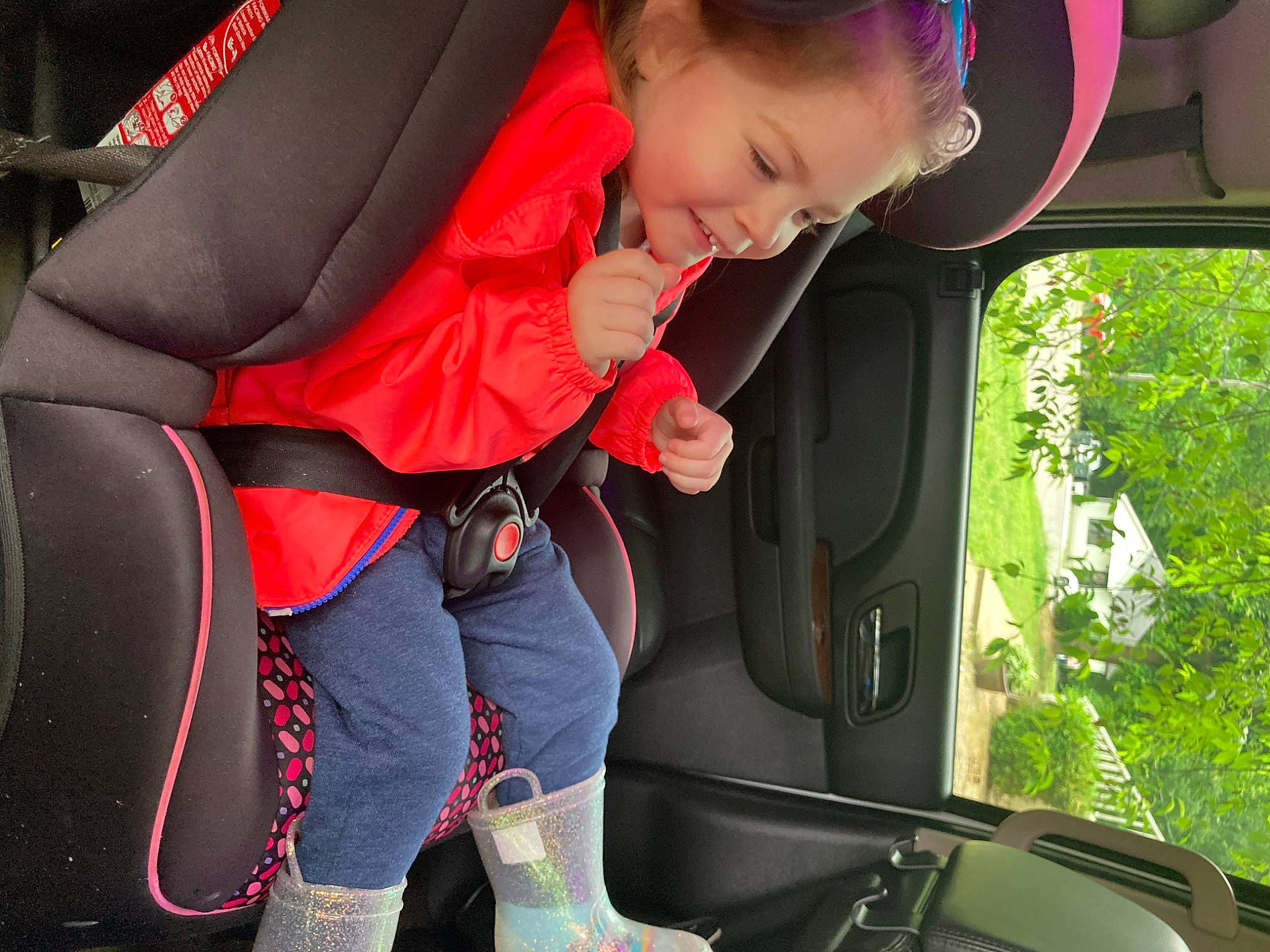 Adalynn joined the competition — help win amazing prizes! auto_part, automotive_design, automotive_exterior, automotive_mirror, car, car_seat, car_seat_cover, family_car, fun, mode_of_transport, motor_vehicle, person, plant, seat_belt, steering_part, steering_wheel, toddler, vehicle, vehicle_door, window