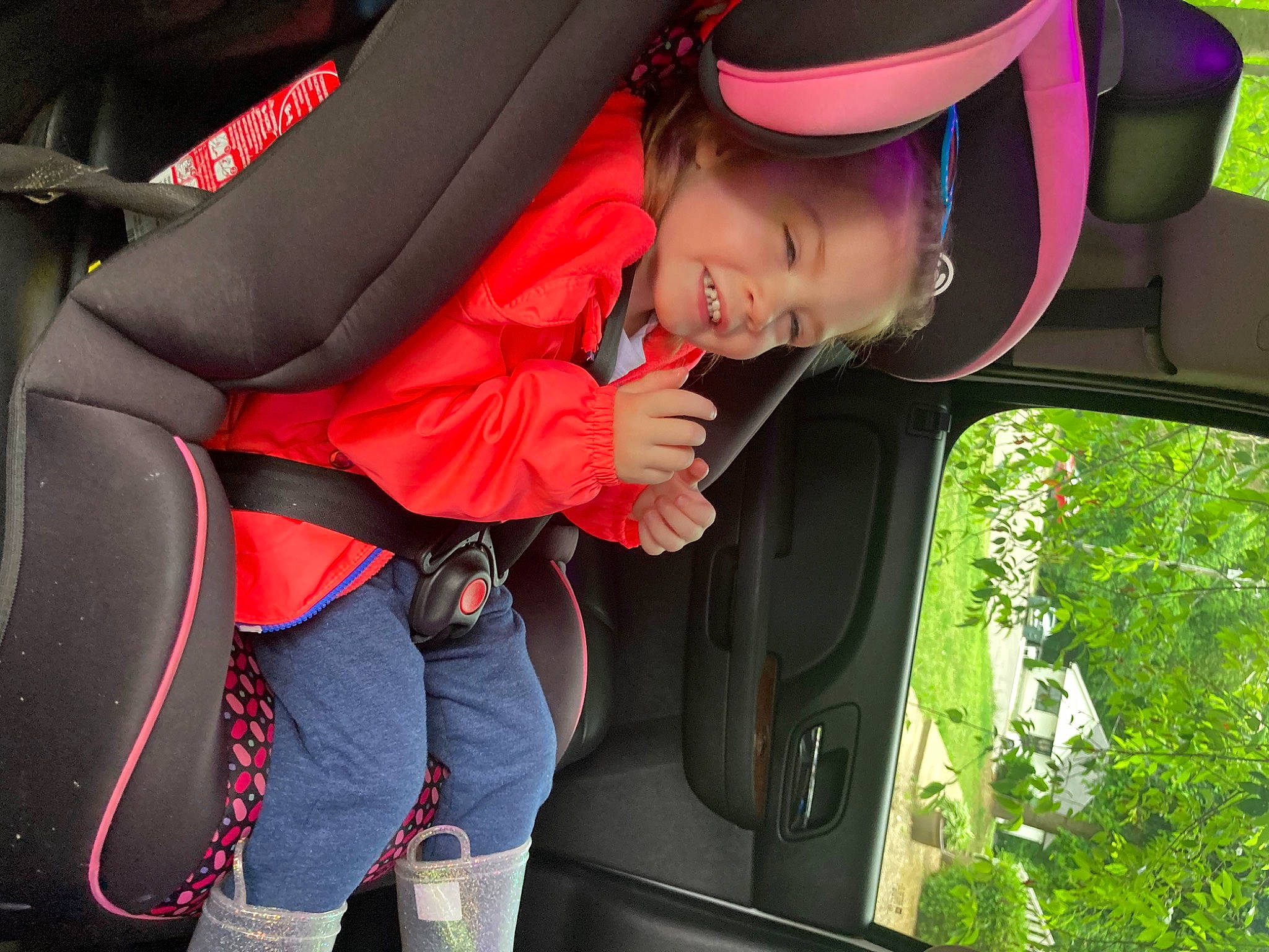 Adalynn is registered to the contest to win money with this photo: auto_part, automotive_design, automotive_exterior, automotive_wheel_system, automotive_window_part, car, car_seat, car_seat_cover, family_car, fun, hat, joy, luxury_vehicle, motor_vehicle, person, plant, sun_hat, toddler, tree, vehicle