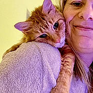 Rufus joined the competition — help win amazing prizes! cat, companion_dog, ear, eyebrow, eyelash, fashion_accessory, fawn, felidae, fur, gesture, happy, magenta, purple, selfie, sleeve, small_to_medium_sized_cats, smile, textile, violet, whiskers