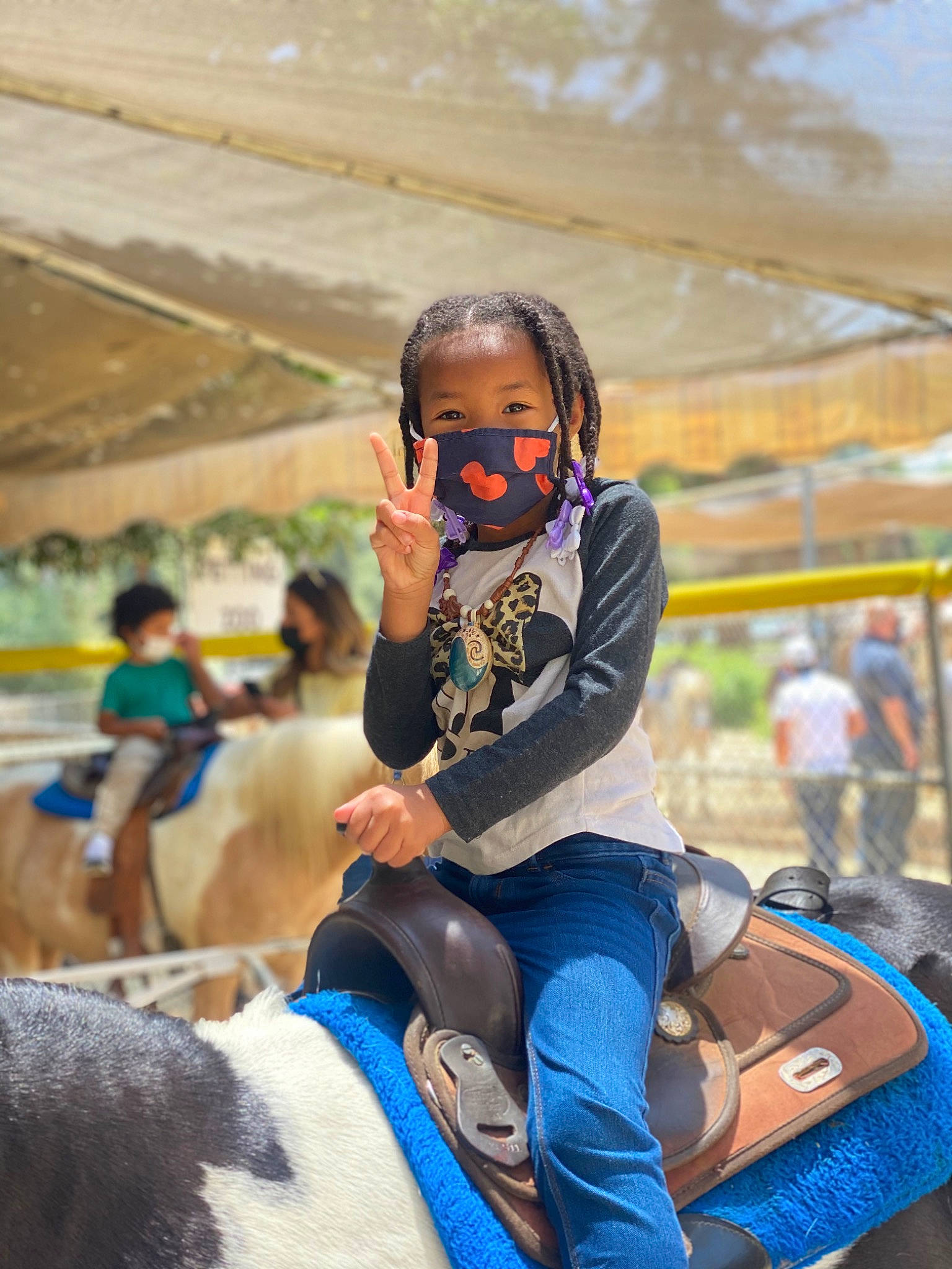 Ameenah is registered to the contest to win money with this photo: animal_sports, bridle, companion_dog, equestrianism, event, fun, happy, horse_supplies, horse_tack, jeans, landscape, leisure, livestock, pack_animal, person, recreation, rein, saddle, sitting, traditional_sport